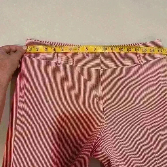 Harold’s Red and White Pinstripes Bermuda Shorts Front Hook and Zipper Size 12 - Picture 4 of 5
